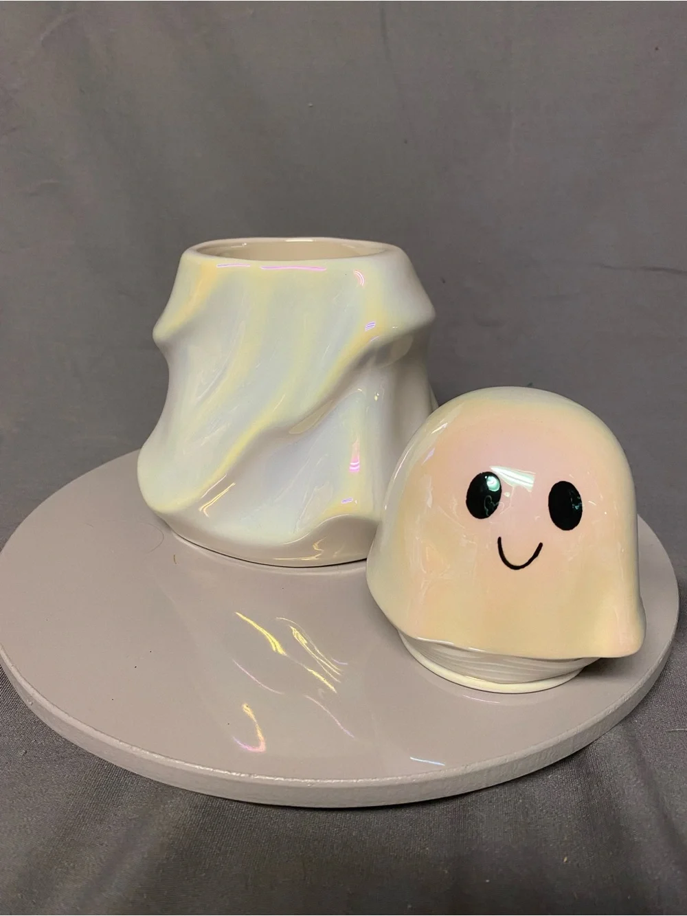 2024 Target Halloween Iridescent White Ghost Ceramic Jar